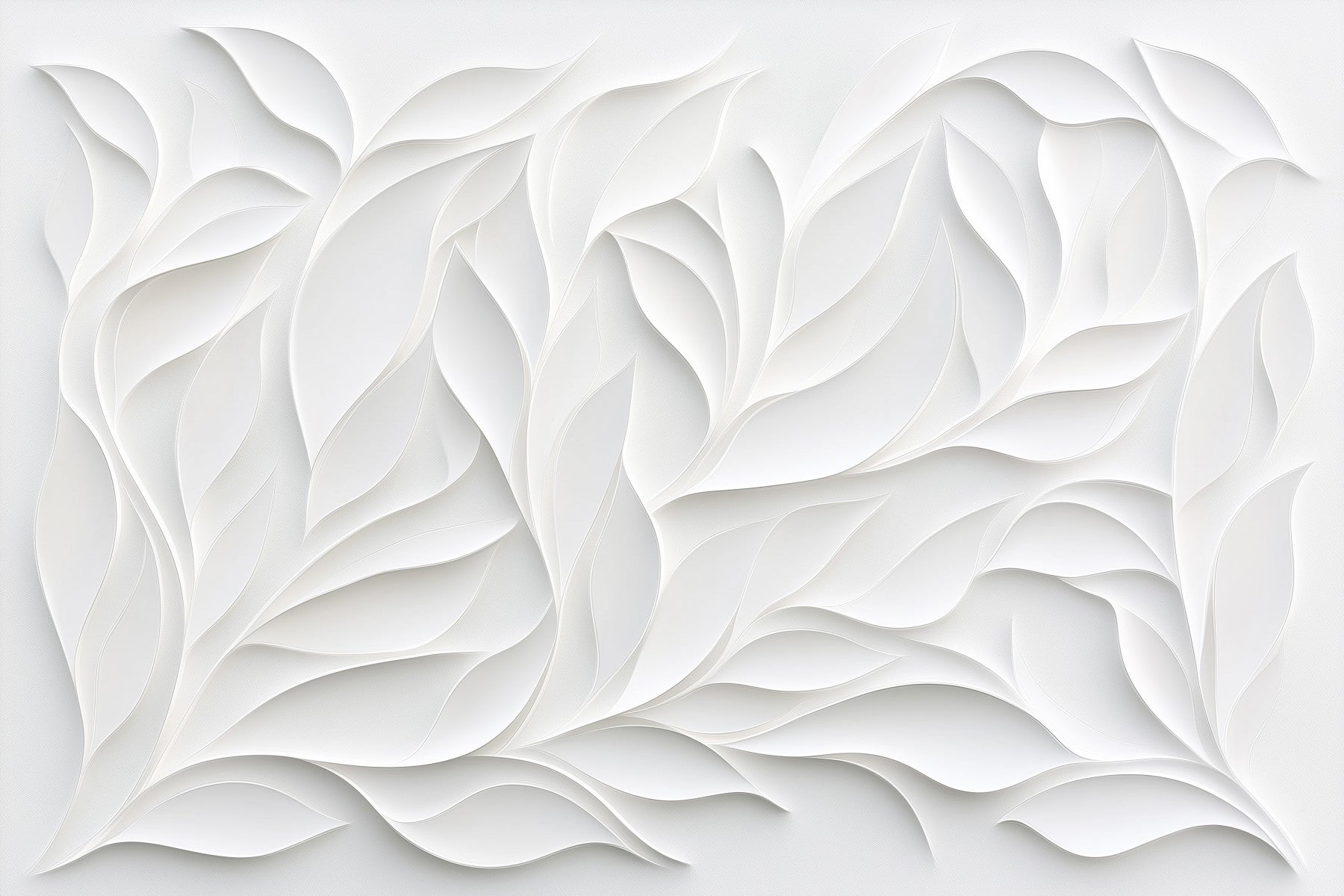 Sculpted White Petal Relief Wall Mural