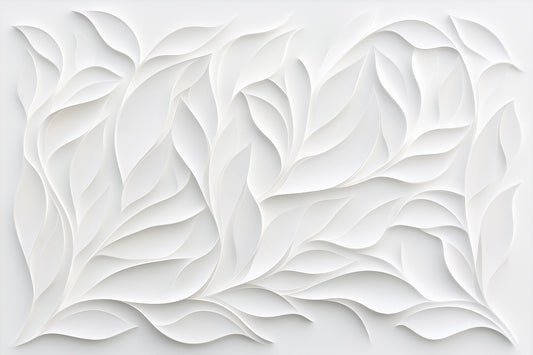 Sculpted White Petal Relief Wall Mural