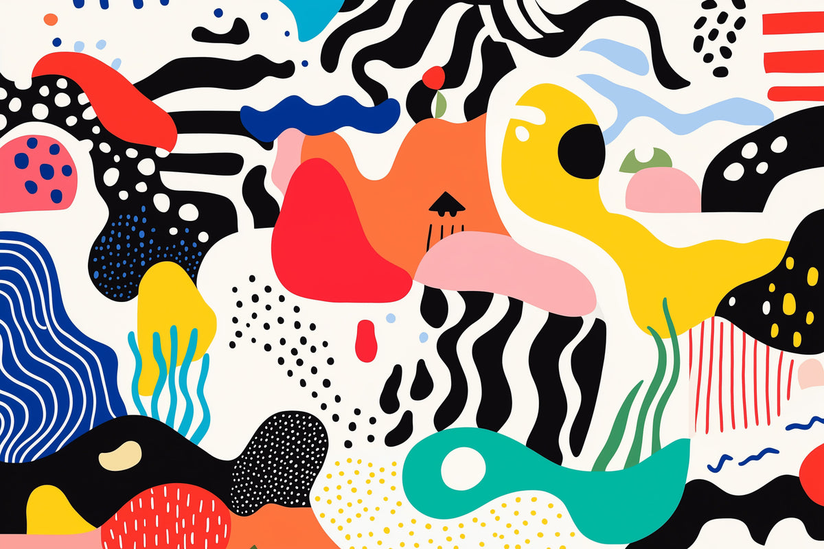 Playful Modern Shapes Collage Wall Mural in your room
