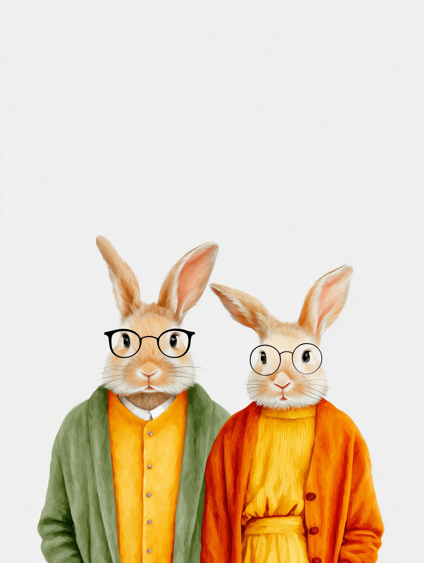 Whimsical Rabbits in Cardigans Wall Mural