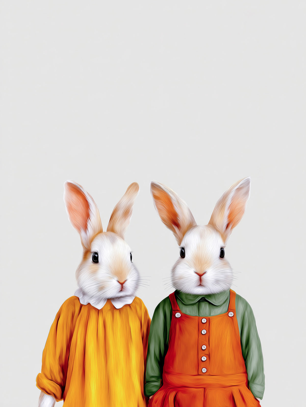 Vintage Storybook Rabbit Pair Wall Mural in your room