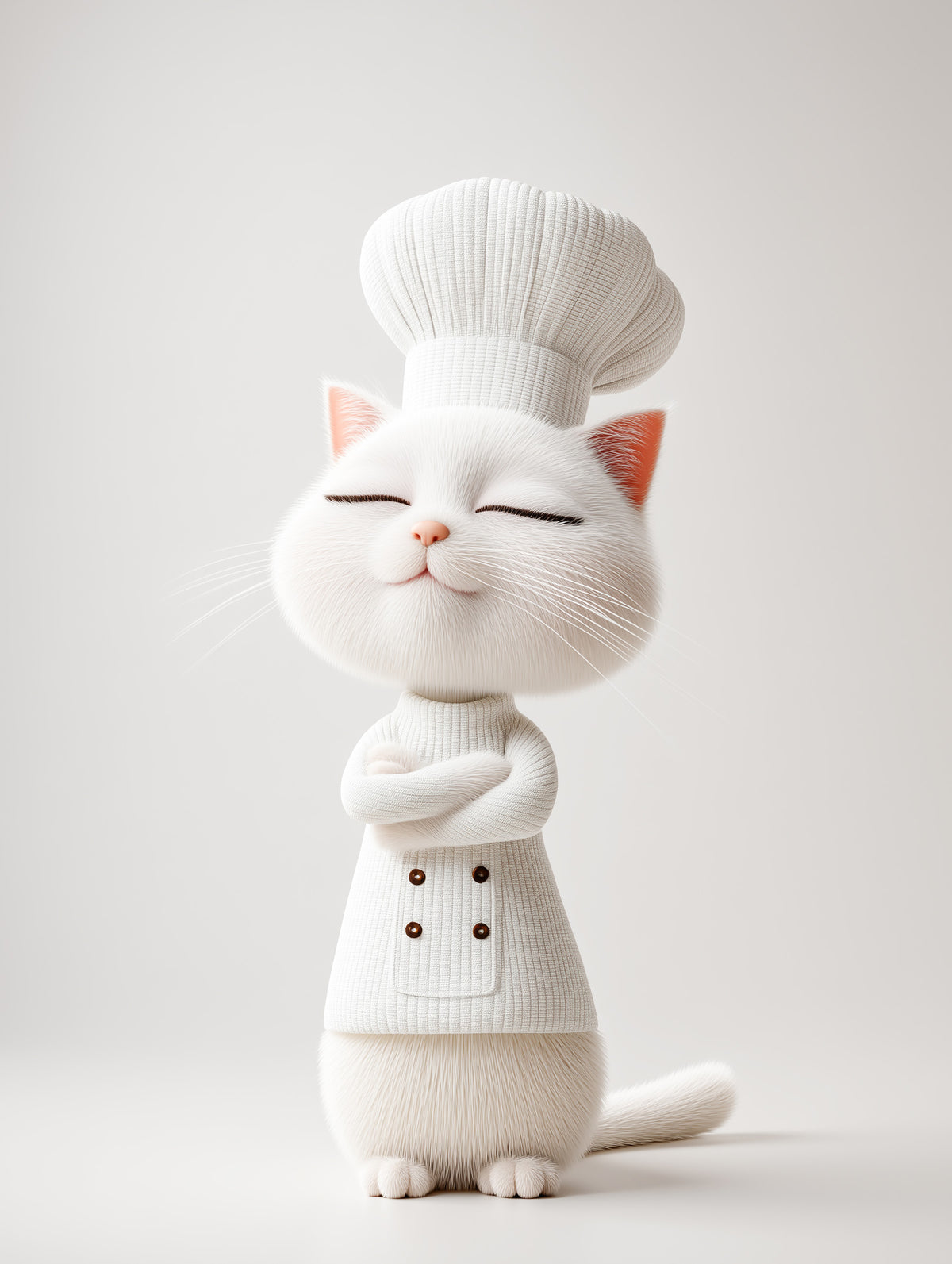 Little White Chef Cat Portrait Wall Mural in your room — zoomed