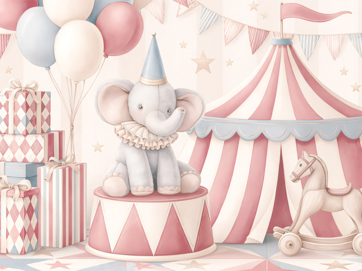 Little Circus Elephant Parade Wall Mural in your room — zoomed