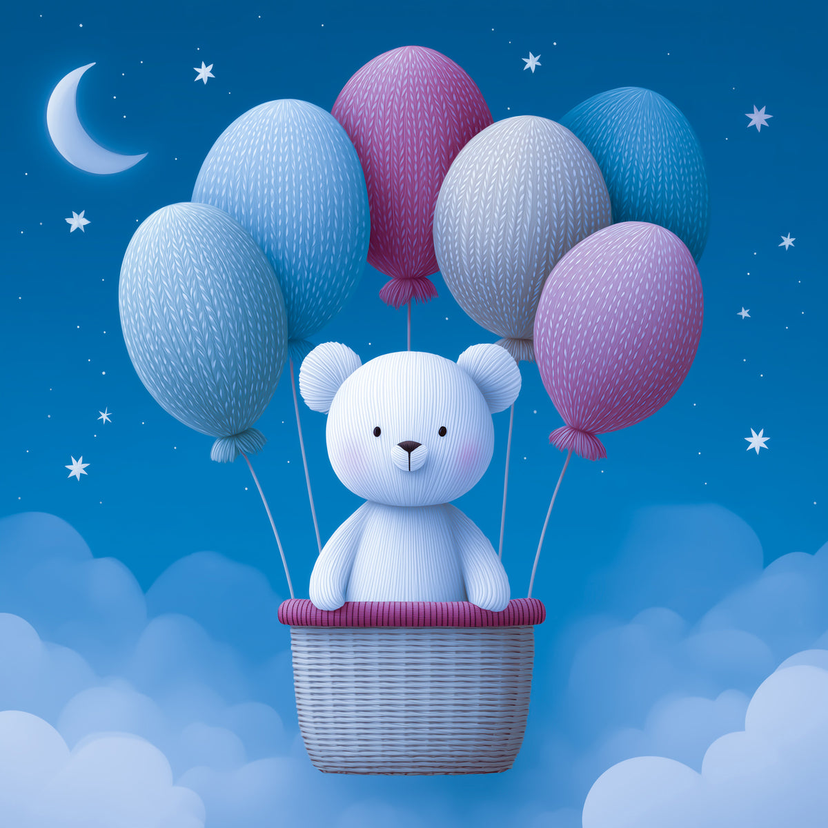 Night Sky Balloon Adventure Wall Mural in your room — zoomed