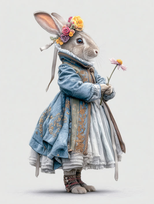 Fashion Rabbit In Vintage Gown Wall Mural
