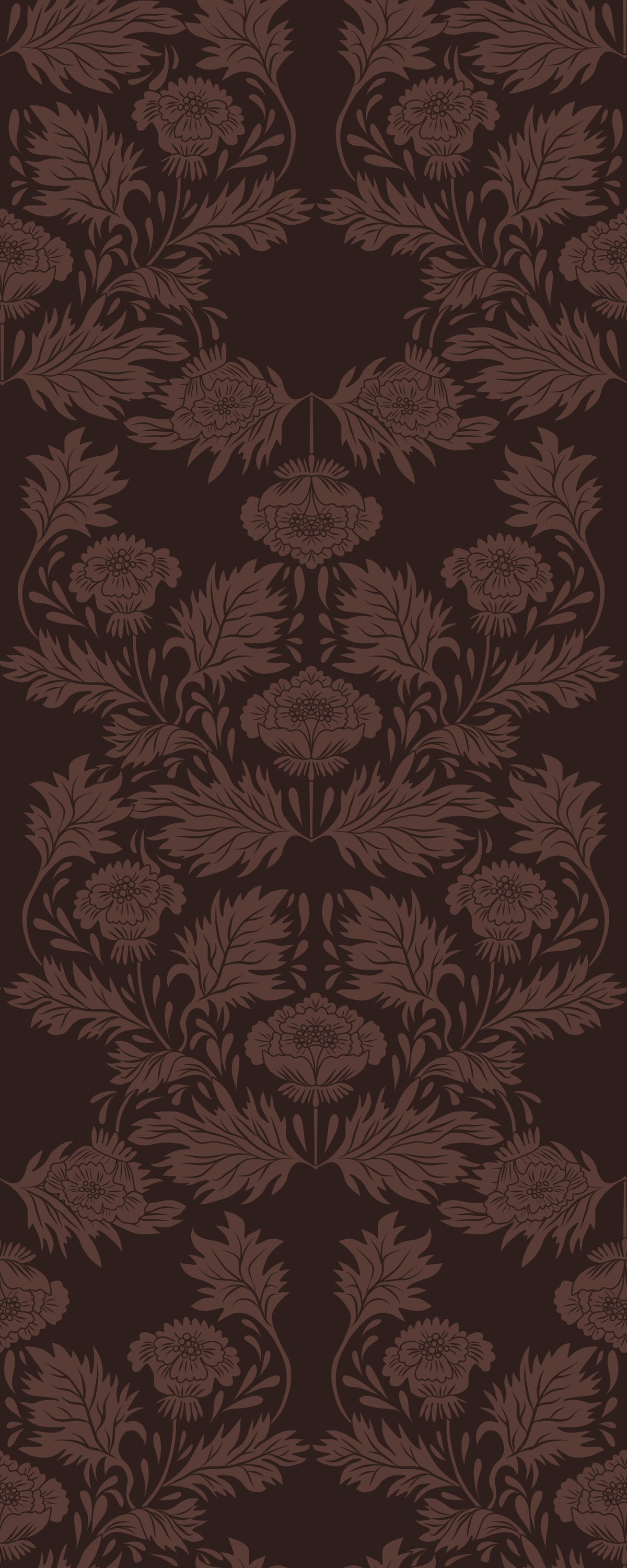 Deep Earthy Floral Motif Wallpaper⁠