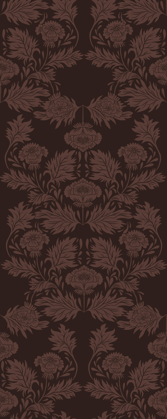 Deep Earthy Floral Motif Wallpaper⁠