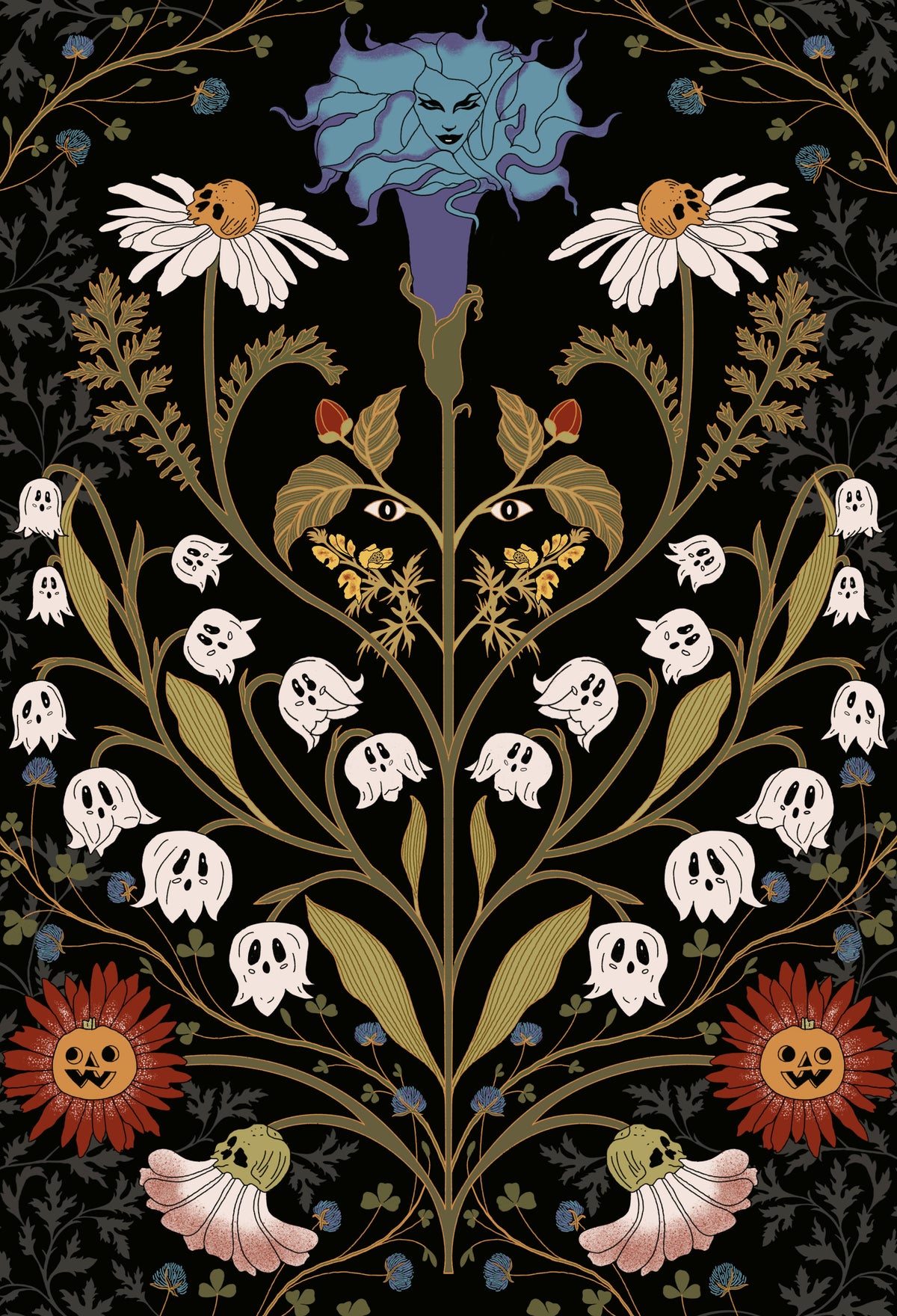 Spectral Bloom and Ghostly Foliage Wallpaper⁠ in your room — zoomed