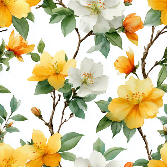 Sun-Kissed Golden Blossom Branches Wallpaper⁠