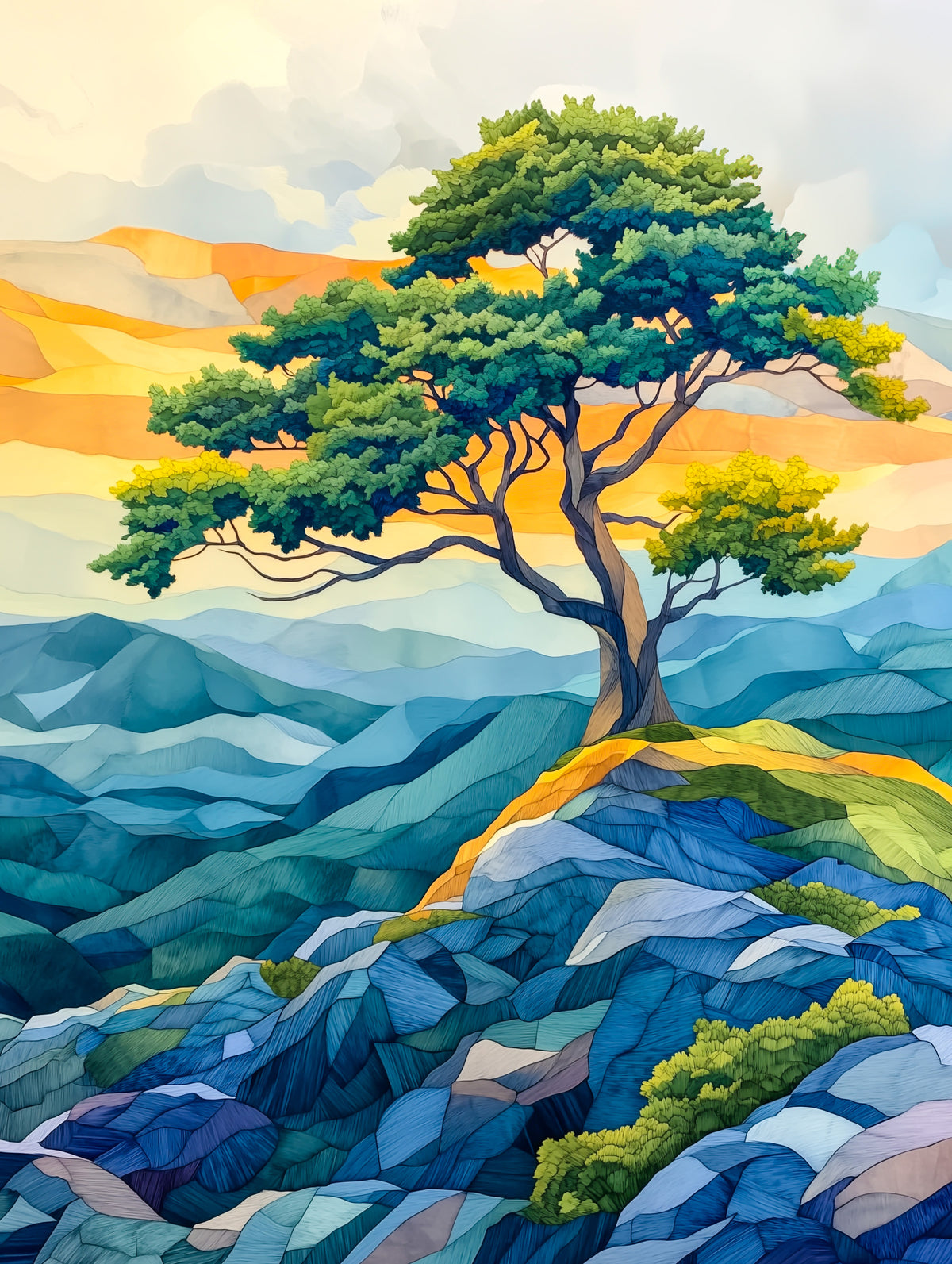 Abstract Horizon Tree Wall Mural in your room