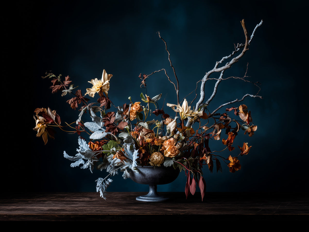 Rustic Autumnal Floral Composition Wall Mural in your room