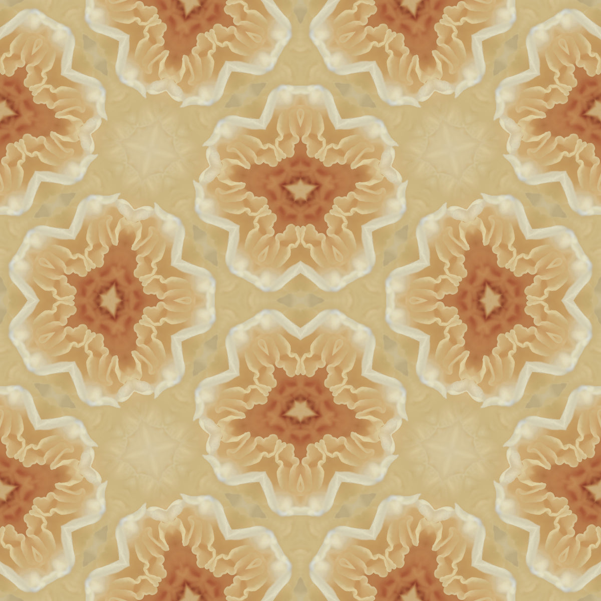 Golden Petal Kaleidoscope Pattern Wallpaper⁠ in your room — zoomed