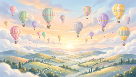 Pastel Skies and Floating Balloons Wall Mural