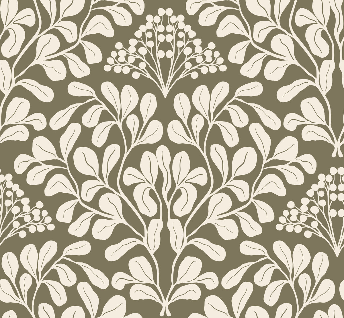 Minimalist Berry Branch Repeat Wallpaper⁠ in your room — zoomed