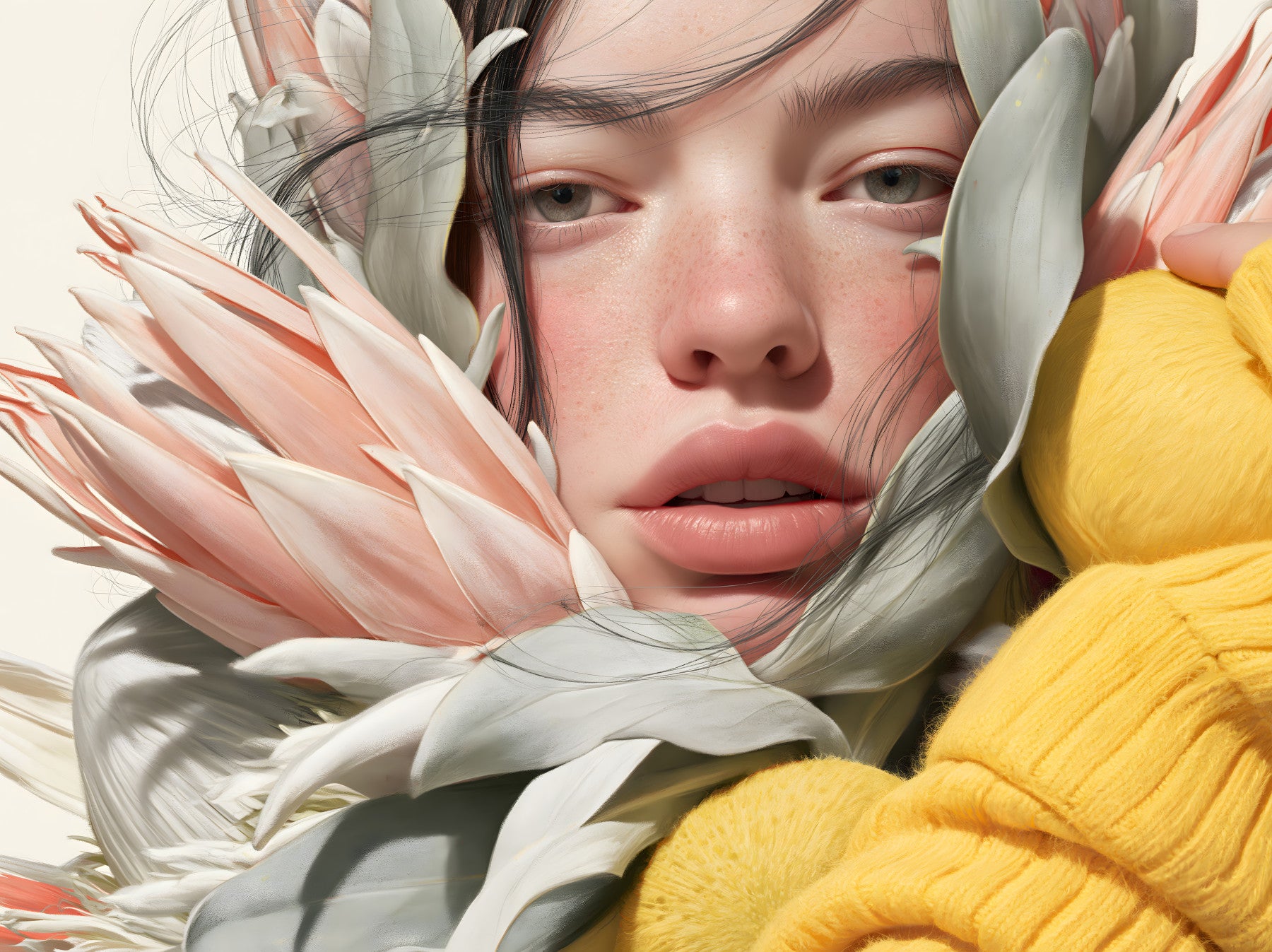 Ethereal Botanical Portrait Study Wall Mural