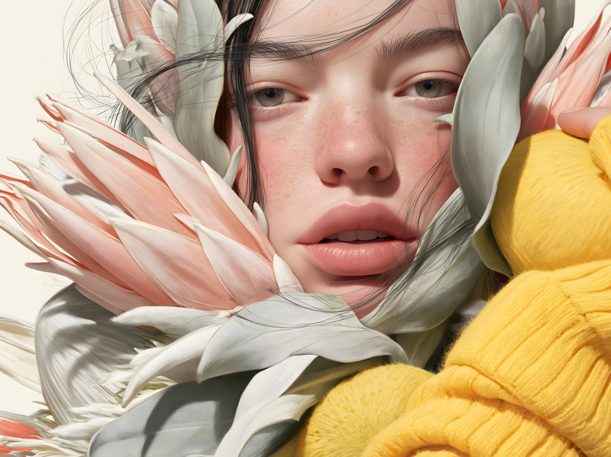 Ethereal Botanical Portrait Study Wall Mural in your room — zoomed