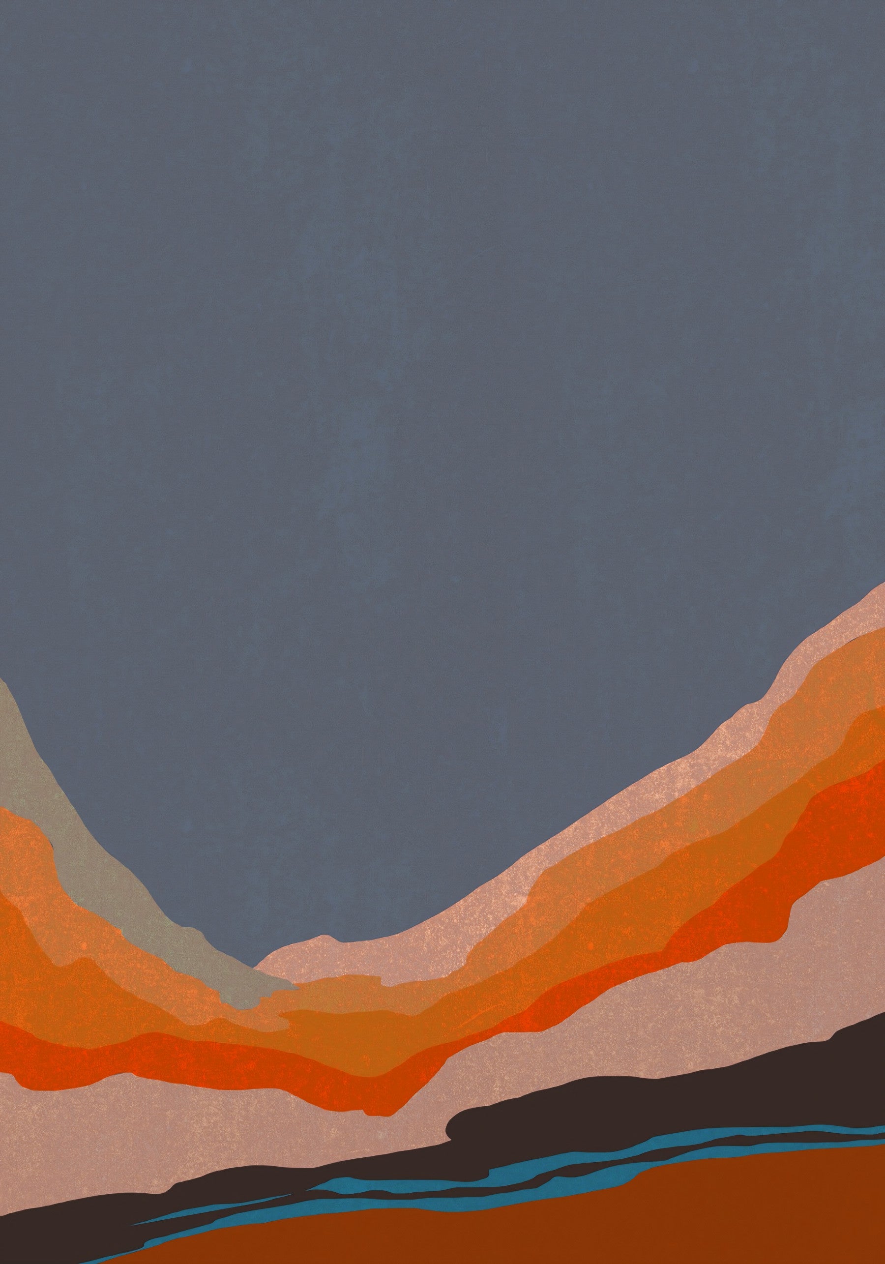 Abstract Painted Horizon Layers Wall Mural