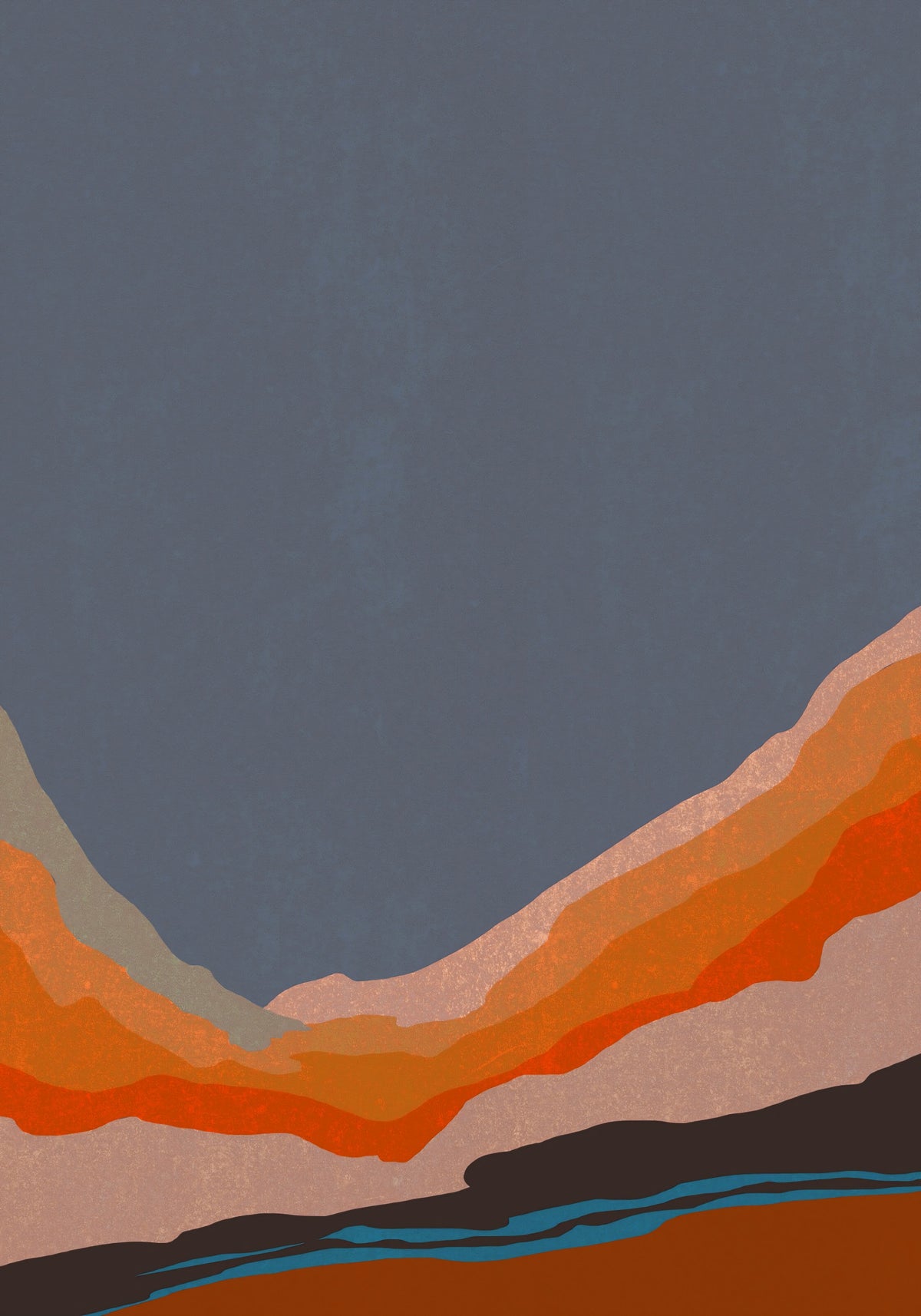 Abstract Painted Horizon Layers Wall Mural in your room
