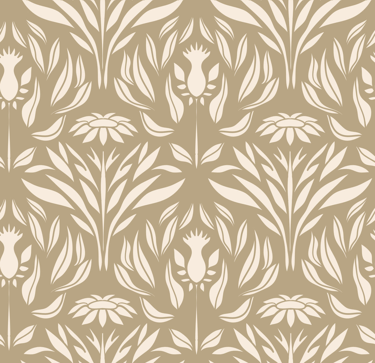 Classic Cream and Beige Floral Wallpaper⁠ in your room