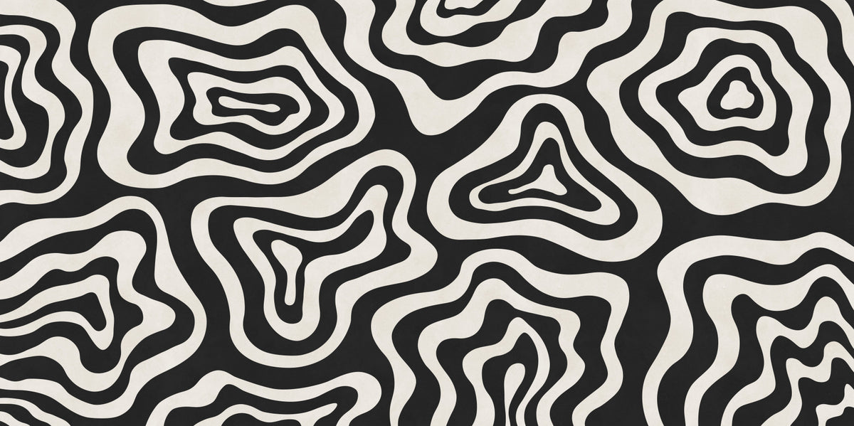 Organic Monochrome Swirls Wall Mural in your room — zoomed