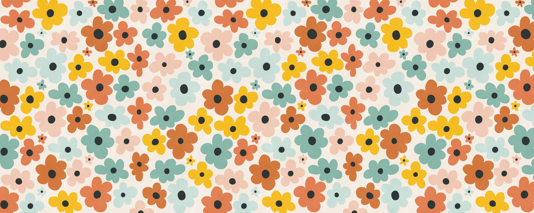Retro Flower Power Pattern Wall Mural