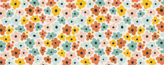 Retro Flower Power Pattern Wall Mural