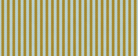 Mustard and Mint Scalloped Vertical Stripes Wall Mural