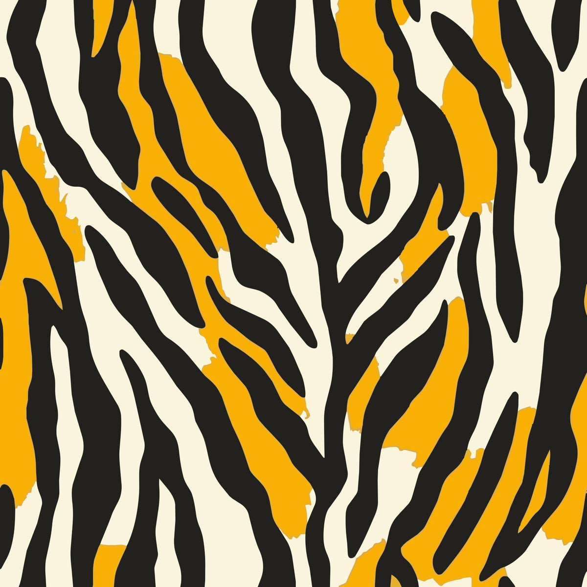 Contemporary Ochre Zebra Stripe Pattern Wallpaper⁠ in your room — zoomed