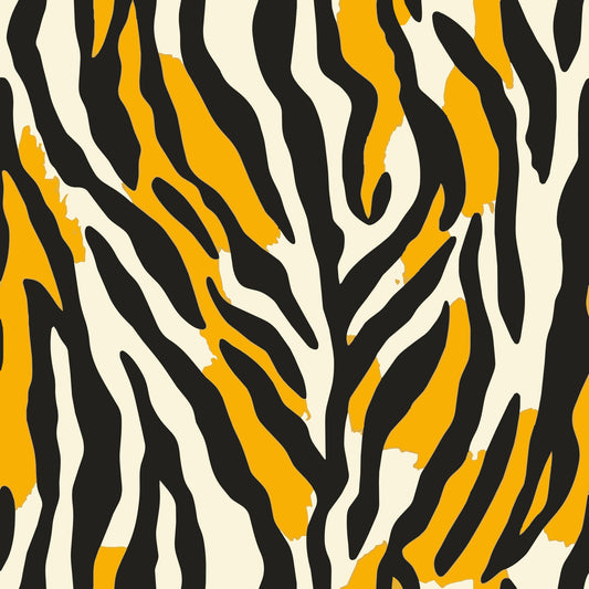 Contemporary Ochre Zebra Stripe Pattern Wallpaper⁠