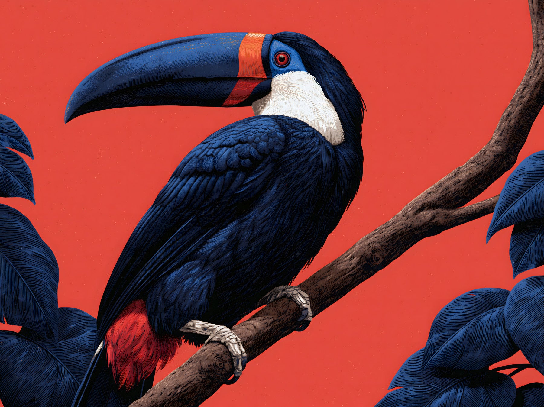 Exotic Jungle Bird Perch Wall Mural