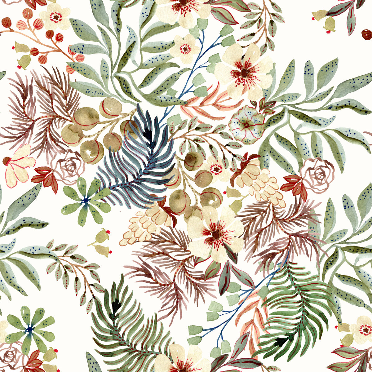 Rustic Meadow Wildflower Illustration Wallpaper⁠ in your room