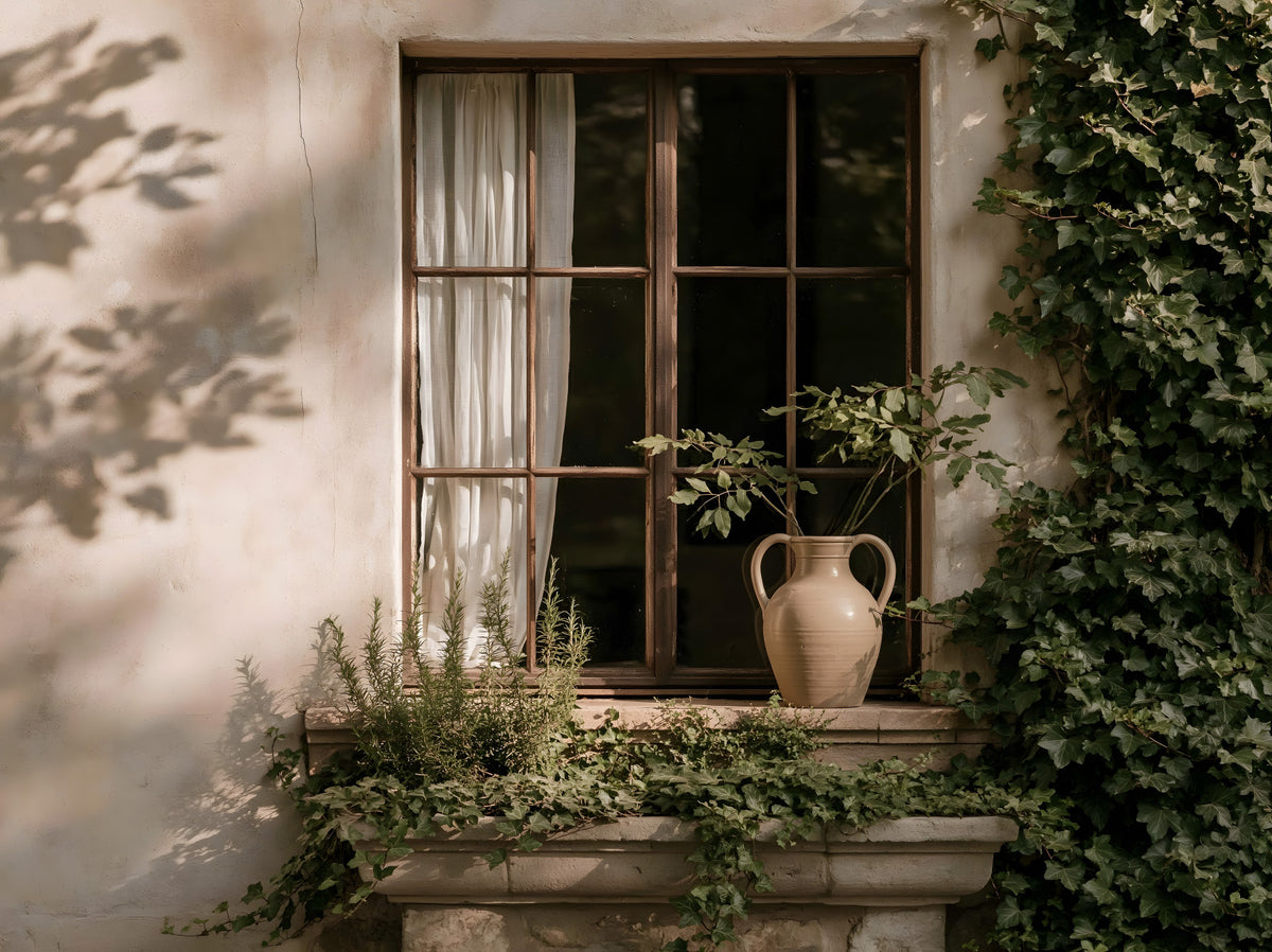 Rustic Ivy Framed Window Wall Mural in your room — zoomed