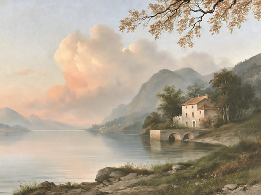 Italian Lake Villa Landscape Wall Mural