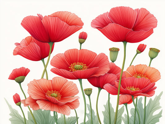 Crimson Poppies in Bloom Wall Mural