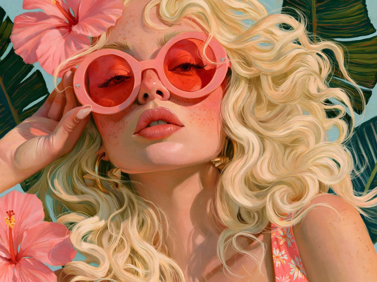 Sun-Drenched Summer Muse Wall Mural in your room — zoomed