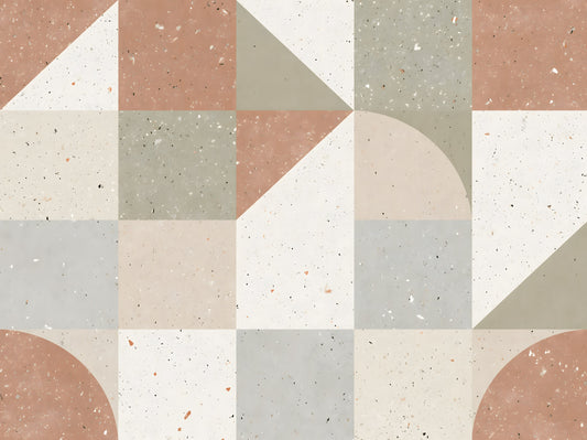 Geometric Terrazzo Tile Composition Wall Mural