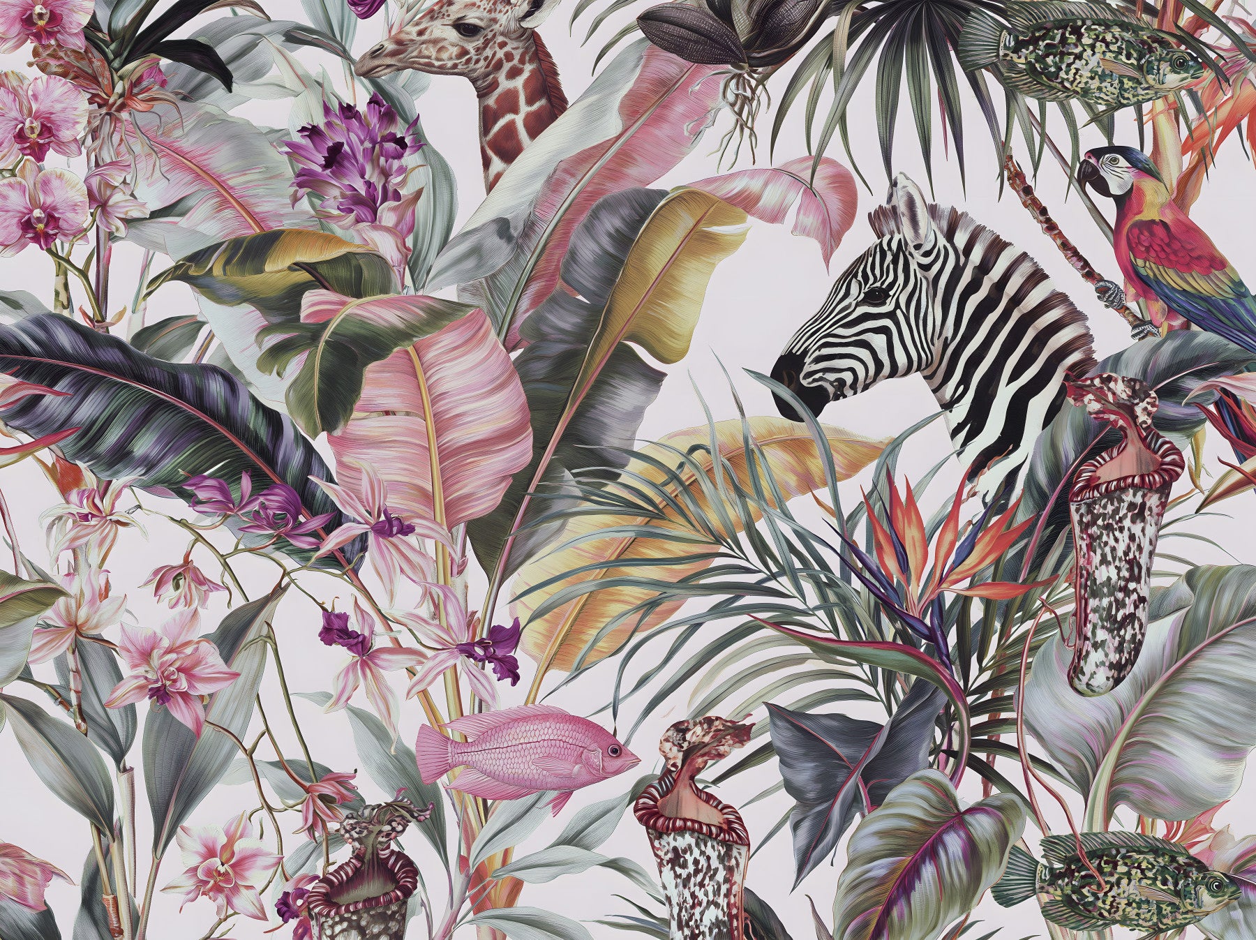 Exotic Fauna and Lush Flora Mural Wall Mural