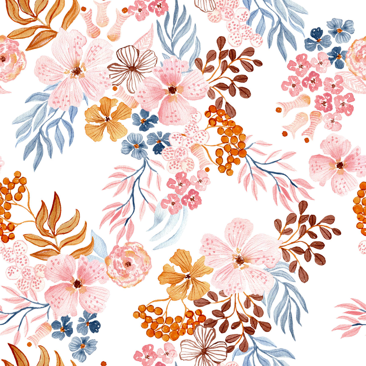 Whimsical Blush and Copper Flora Wallpaper⁠ in your room
