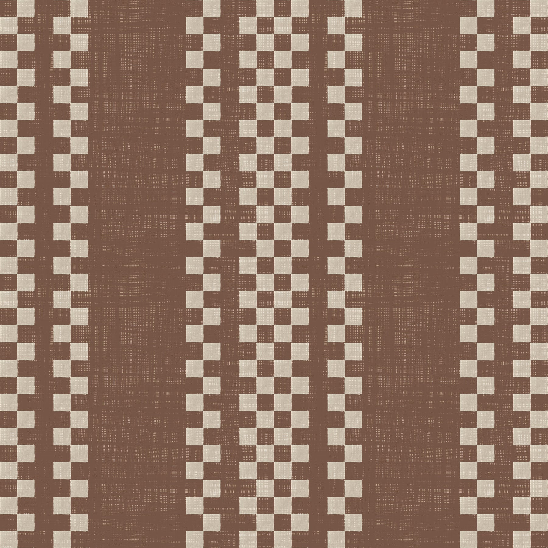 Ticking Checker Stripes - Chocolate Canvas Wallpaper⁠
