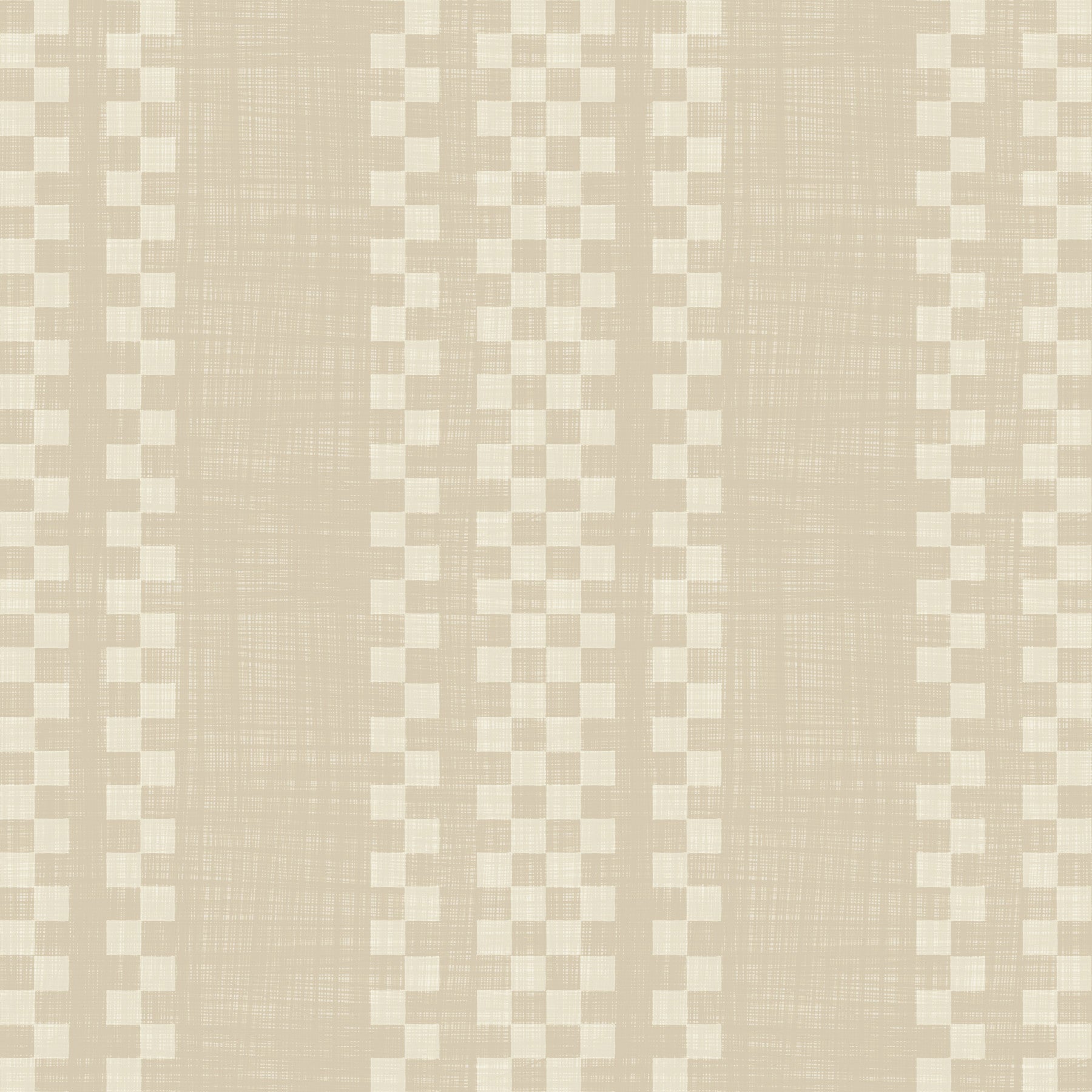 Ticking Checker Stripes - Cream Canvas Wallpaper⁠