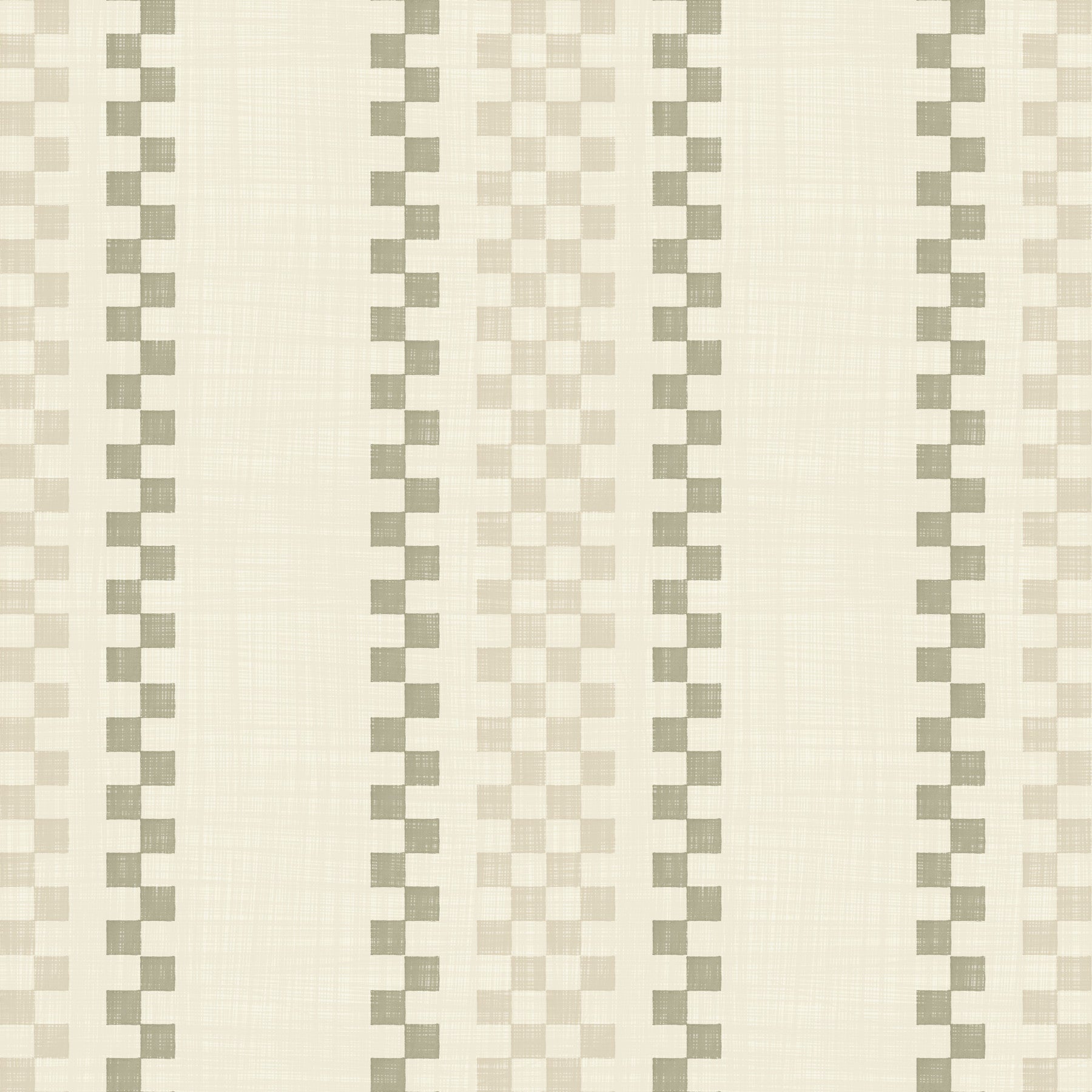 Ticking Checker Stripes - Cream & Sage Wallpaper⁠