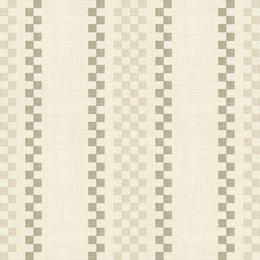 Ticking Checker Stripes - Cream & Sage Wallpaper⁠