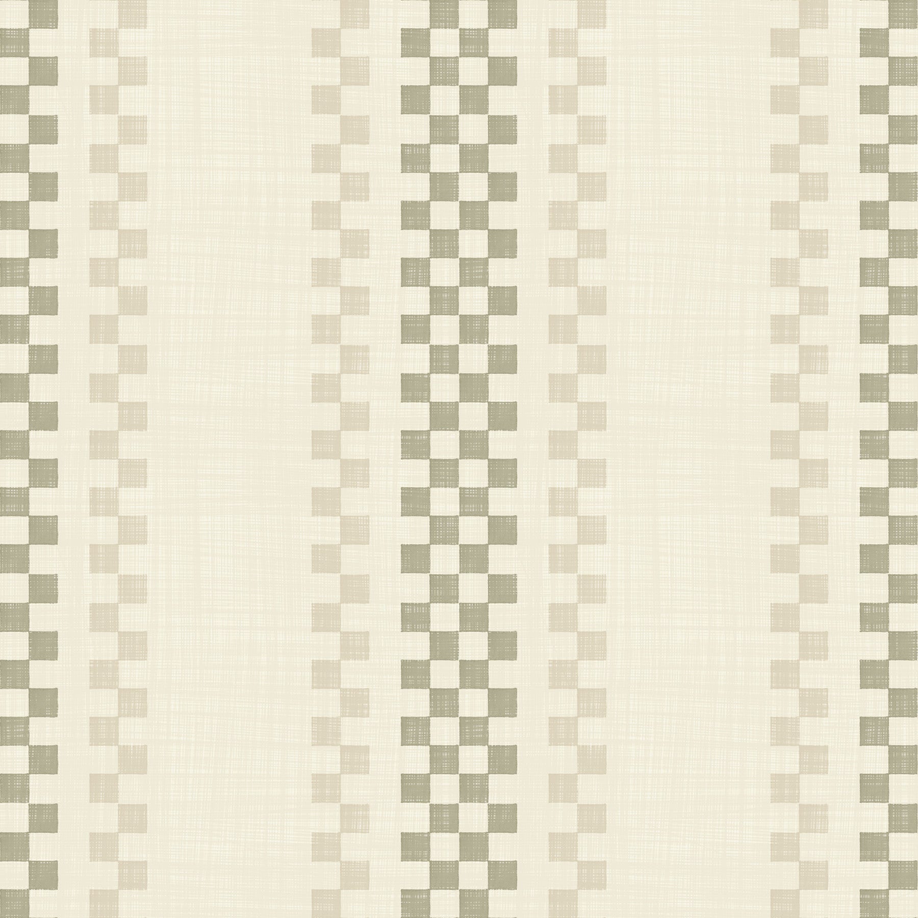 Ticking Checker Stripes - Sage & Cream Wallpaper⁠