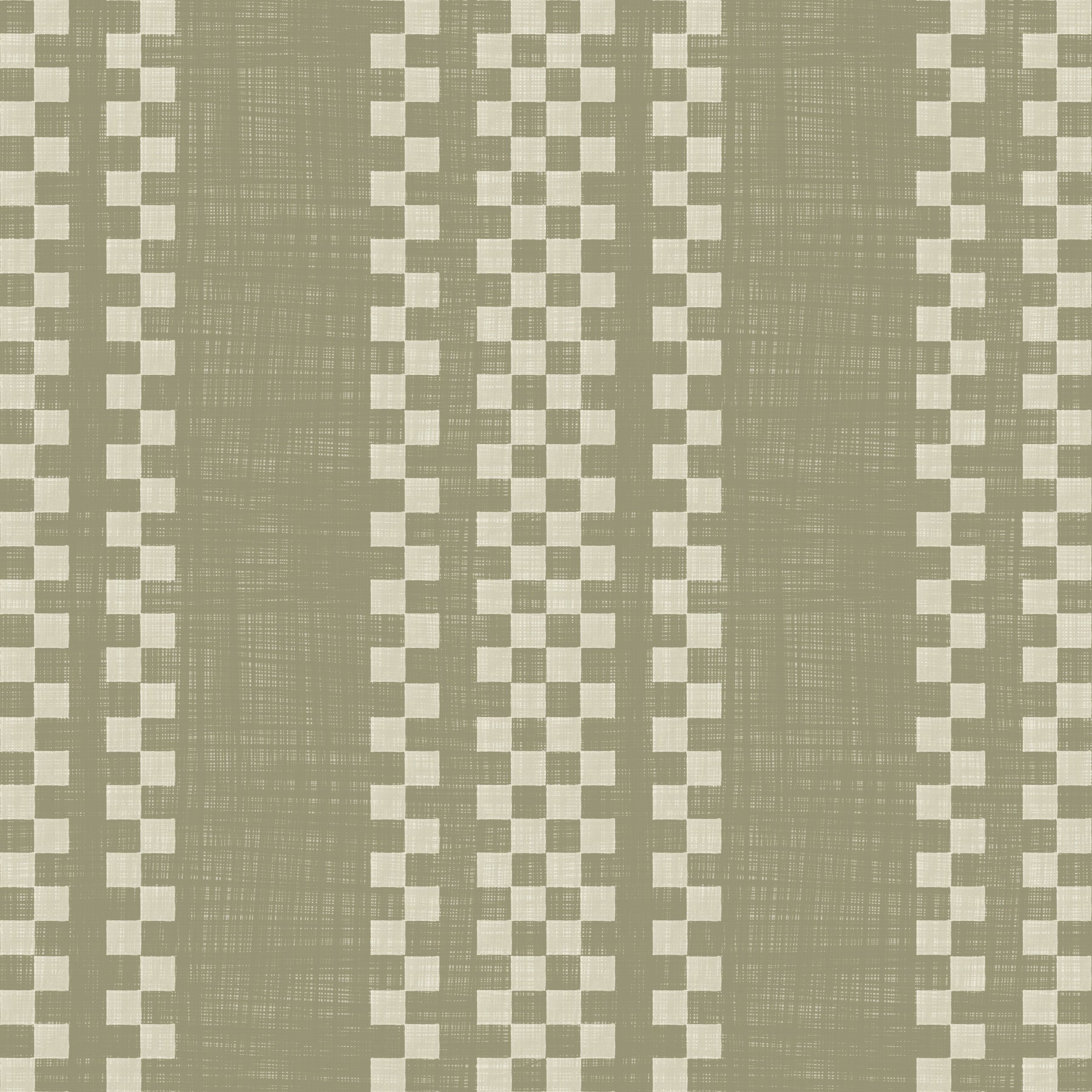 Ticking Checker Stripes - Sage Canvas Wallpaper⁠