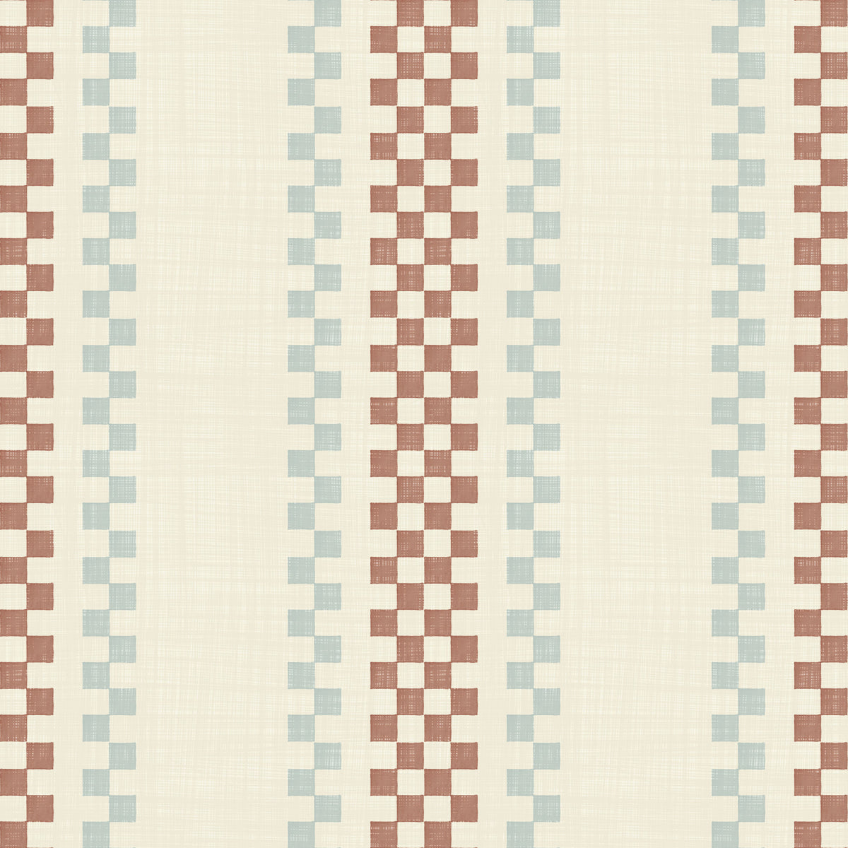 Ticking Checker Stripes - Terracotta & Watery Wallpaper⁠ in your room