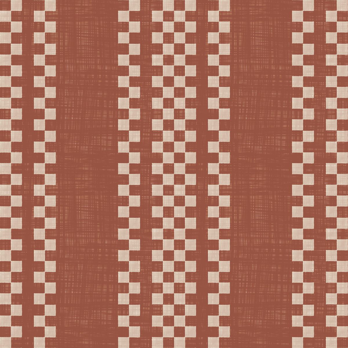 Ticking Checker Stripes - Terracotta Canvas Wallpaper⁠ in your room — zoomed