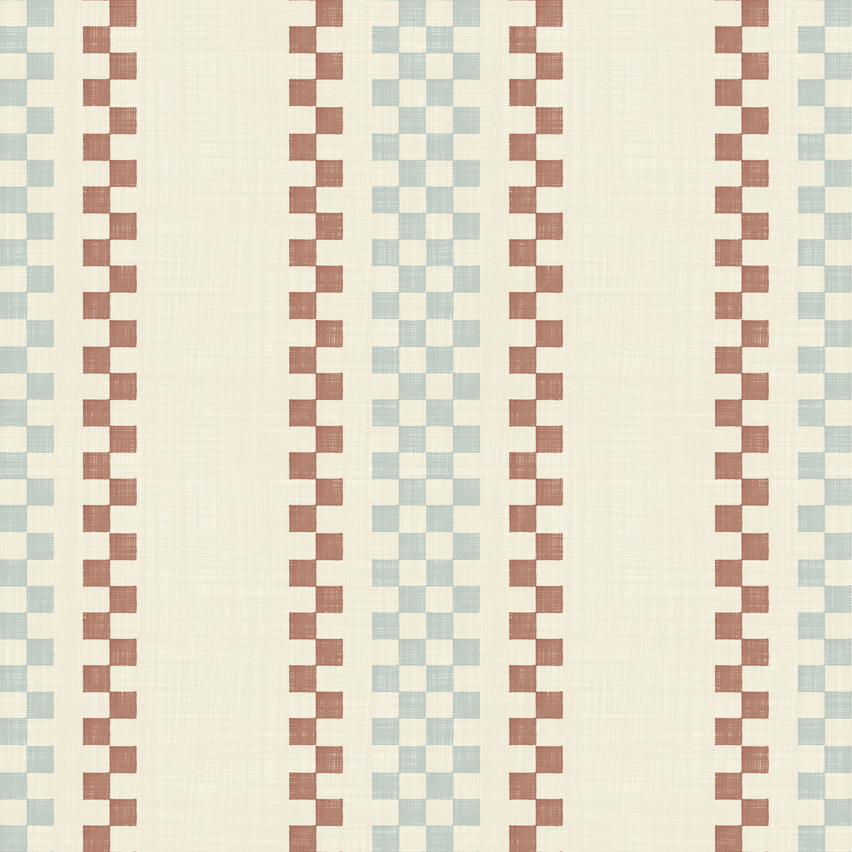 Ticking Checker Stripes - Watery & Terracotta Wallpaper⁠ in your room