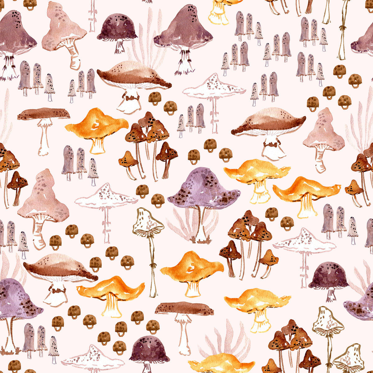Watercolor Woodland Mushroom Pattern Wallpaper⁠ in your room