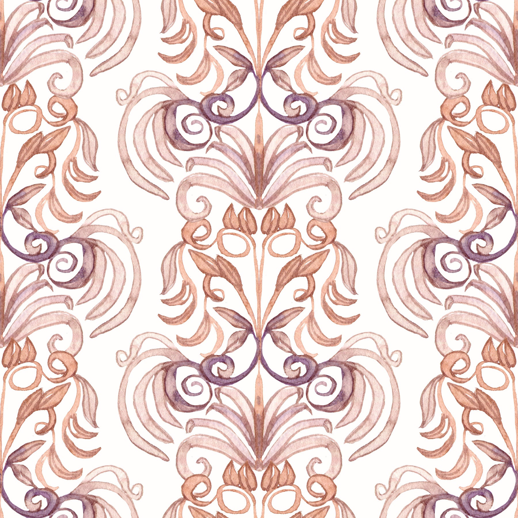 Soft Watercolor Damask Swirls Wallpaper⁠