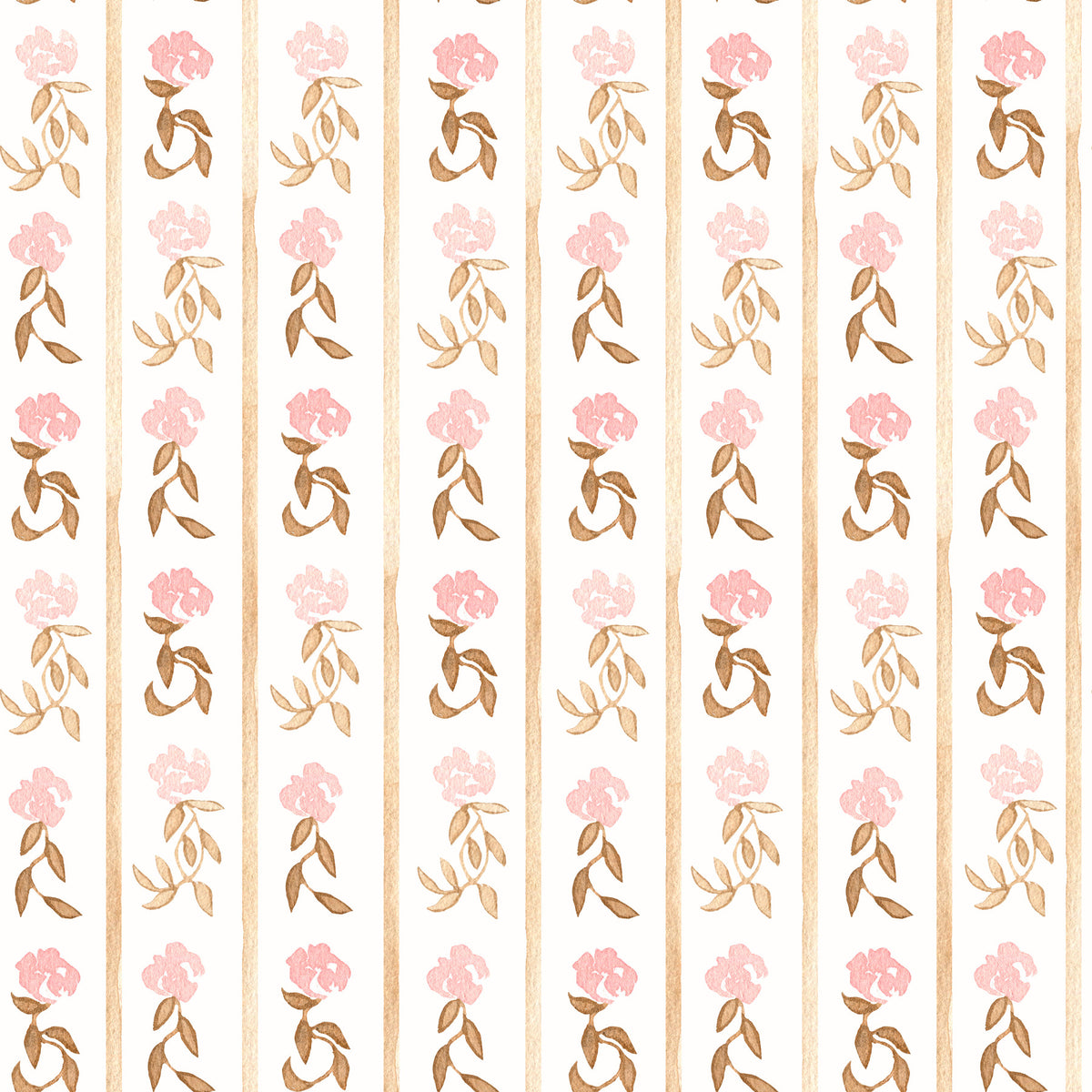 Watercolor Blush Rose Stripe Wallpaper⁠ in your room — zoomed